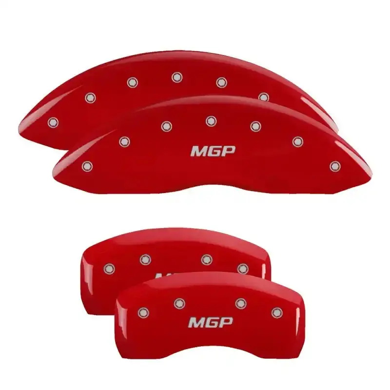 Mgp 4-Piston Caliper Covers – Engraved Red Finish With Silver Accent Trim (Front & Rear) 1