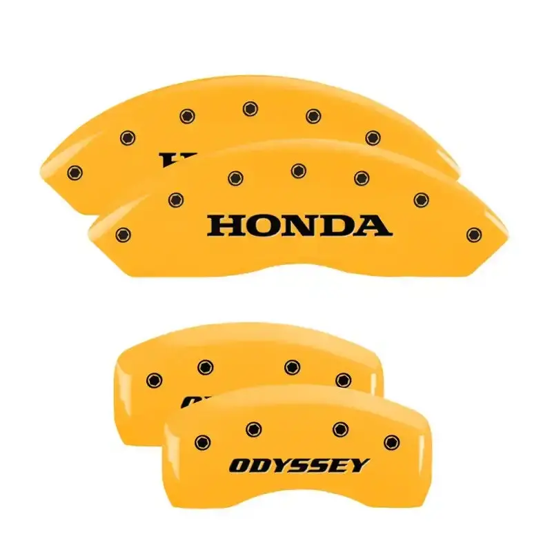 Mgp Engraved Caliper Covers For Honda Accord – Front And Rear, Yellow Finish With Black Char And H Logo 1