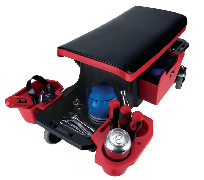 Rolling Garage Storage Seat – Mobile Workbench With Integrated Seating And Tool Storage 1